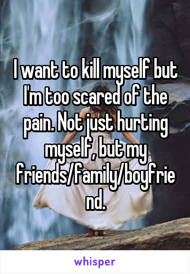 I want to kill myself but I'm too scared of the pain. Not just hurting myself, but my friends/family/boyfriend.