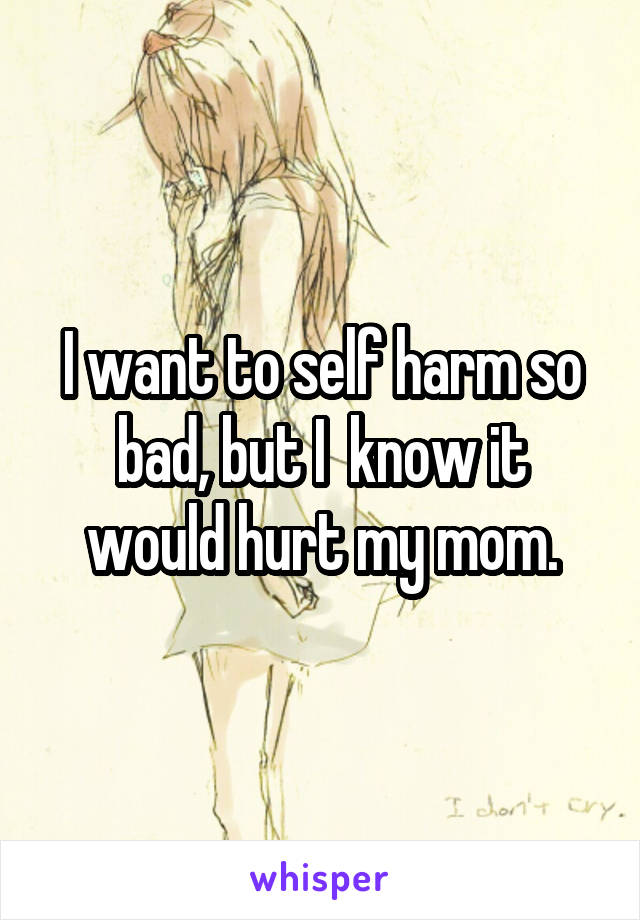 I want to self harm so bad, but I  know it would hurt my mom.