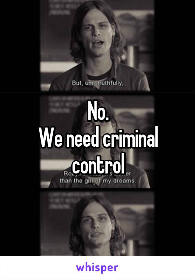 No.
We need criminal control