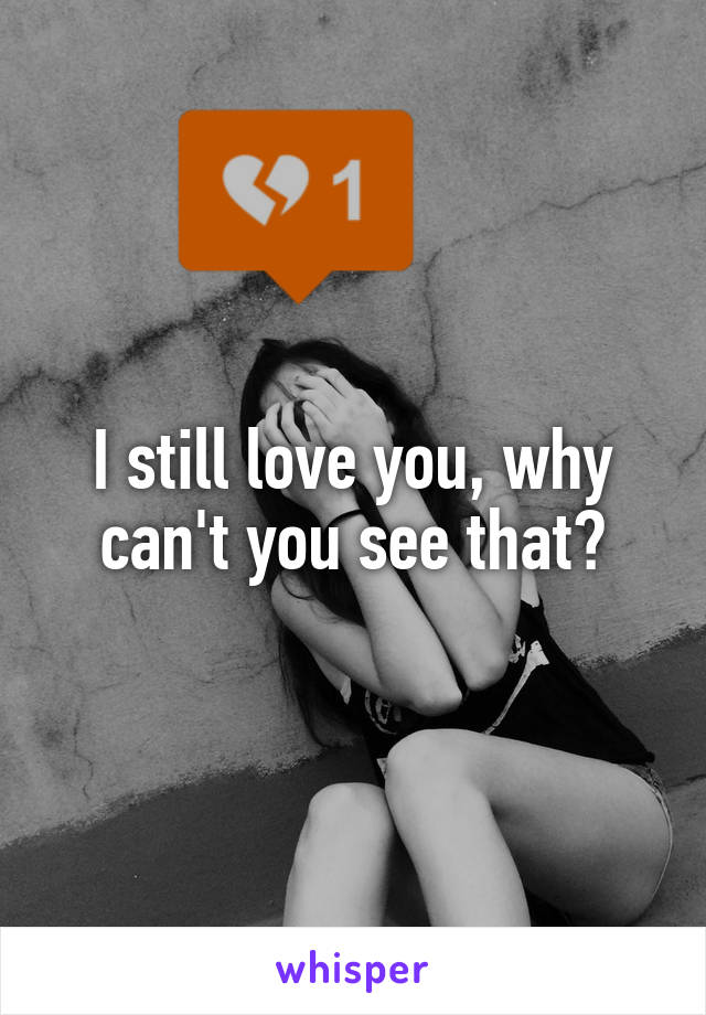 I still love you, why can't you see that?