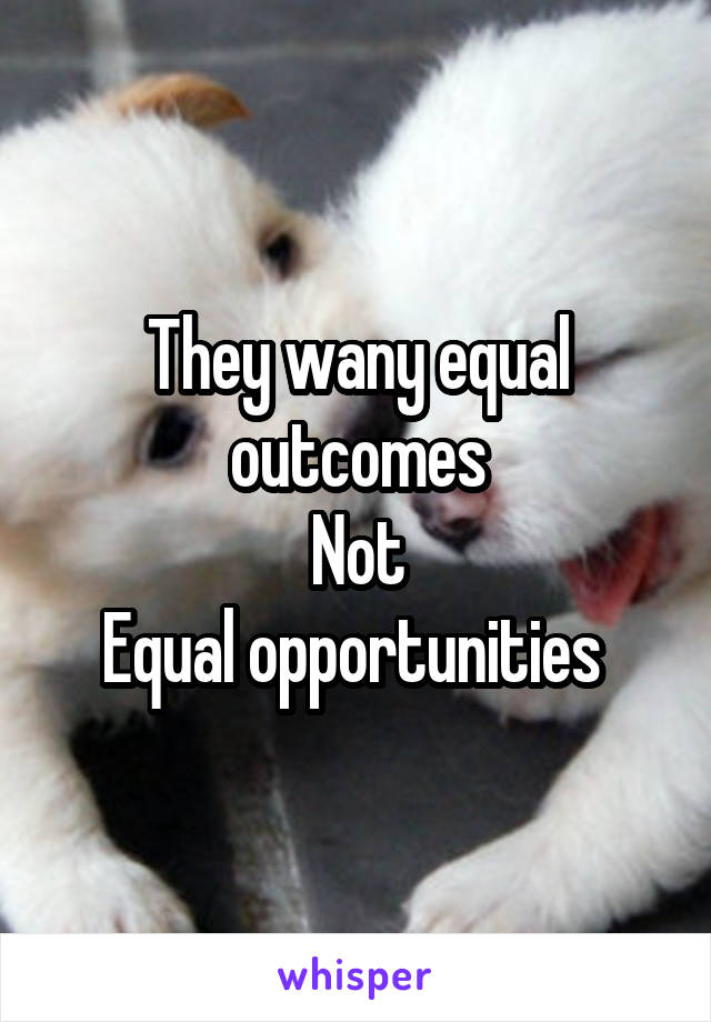 They wany equal outcomes
Not
Equal opportunities 