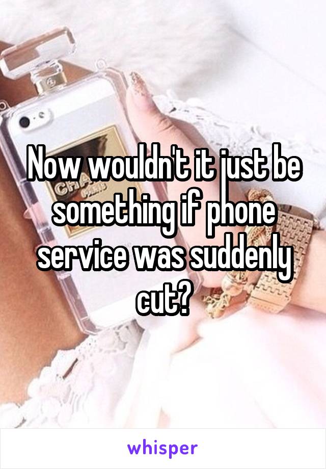 Now wouldn't it just be something if phone service was suddenly cut?