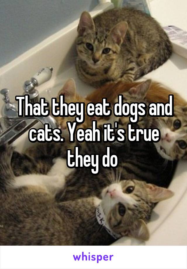 That they eat dogs and cats. Yeah it's true they do 
