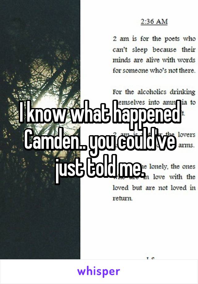 I know what happened Camden.. you could've just told me.