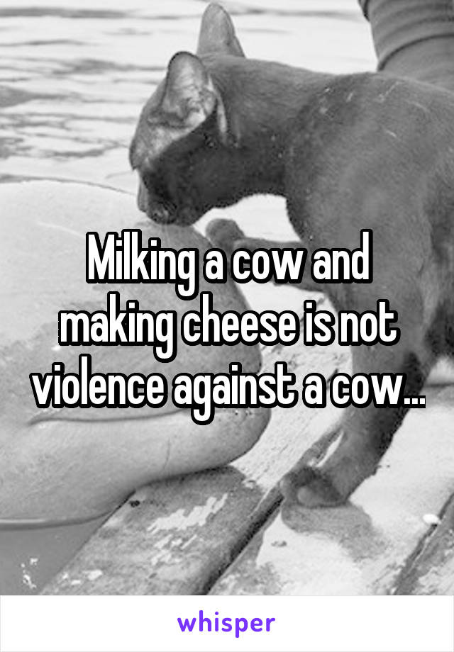 Milking a cow and making cheese is not violence against a cow...