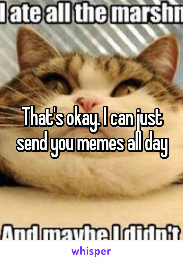That's okay. I can just send you memes all day