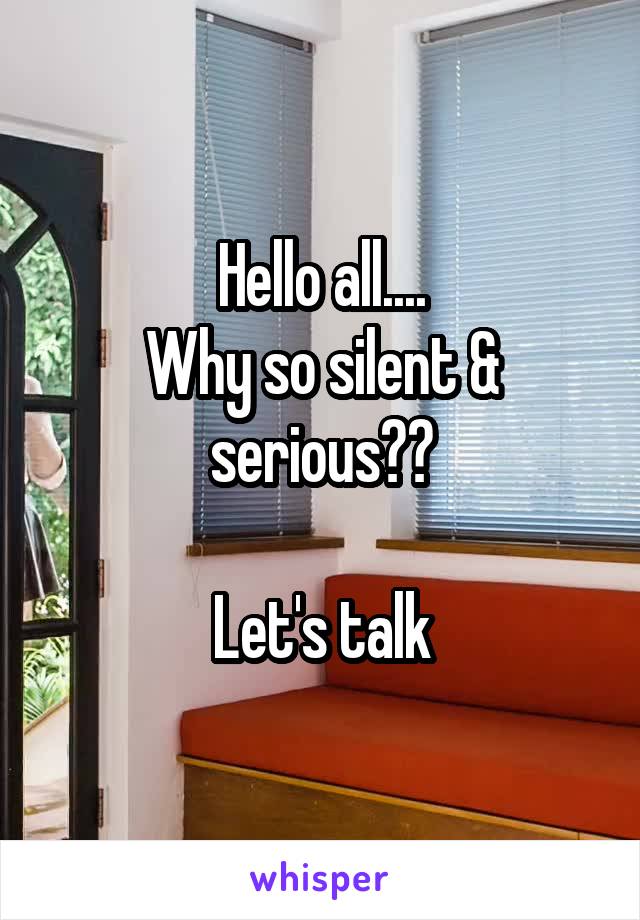 Hello all....
Why so silent & serious??

Let's talk