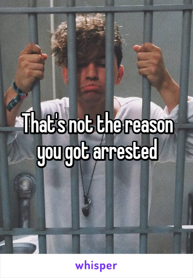 That's not the reason you got arrested