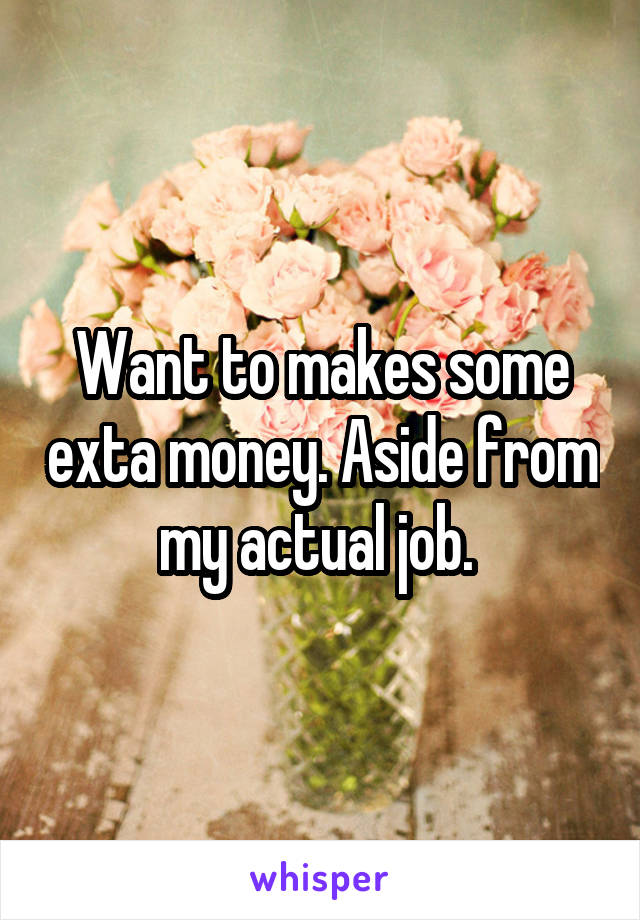 Want to makes some exta money. Aside from my actual job. 