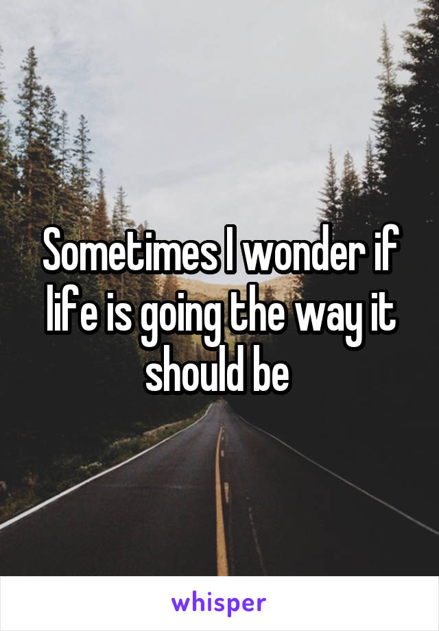 Sometimes I wonder if life is going the way it should be 