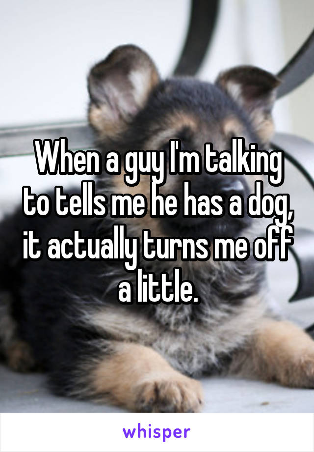 When a guy I'm talking to tells me he has a dog, it actually turns me off a little.