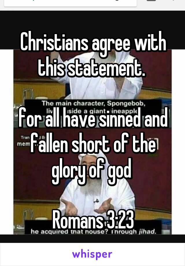 Christians agree with this statement. 

for all have sinned and fallen short of the glory of god 

Romans 3:23