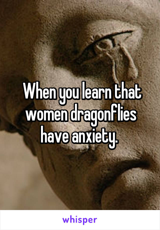  When you learn that women dragonflies have anxiety. 