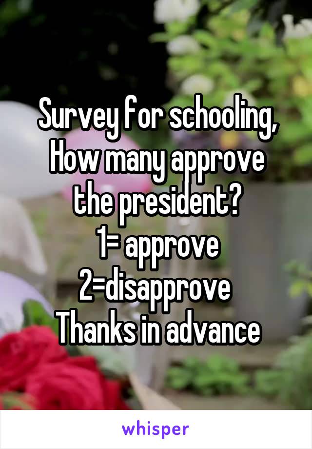 Survey for schooling,
How many approve the president?
1= approve
2=disapprove 
Thanks in advance