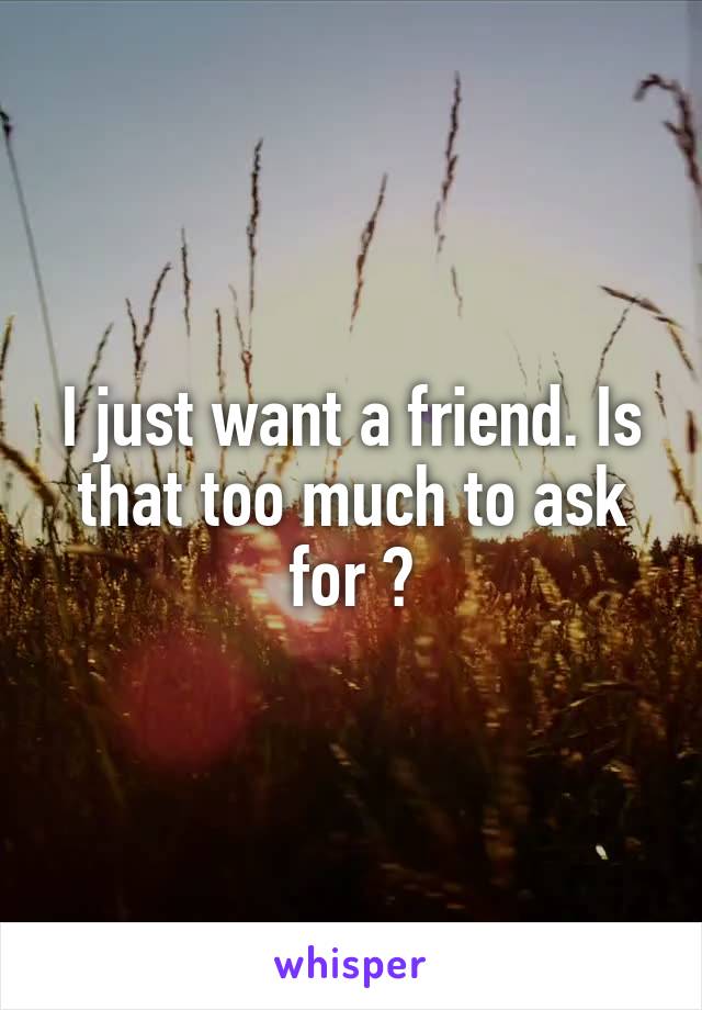 I just want a friend. Is that too much to ask for ?