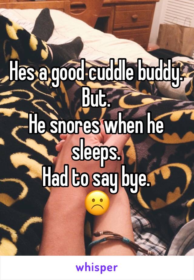 Hes a good cuddle buddy.
But.
He snores when he sleeps.
Had to say bye.
☹️