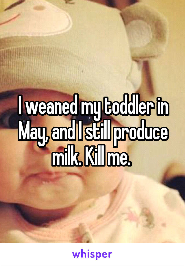 I weaned my toddler in May, and I still produce milk. Kill me. 