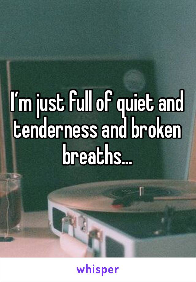 I’m just full of quiet and tenderness and broken breaths...