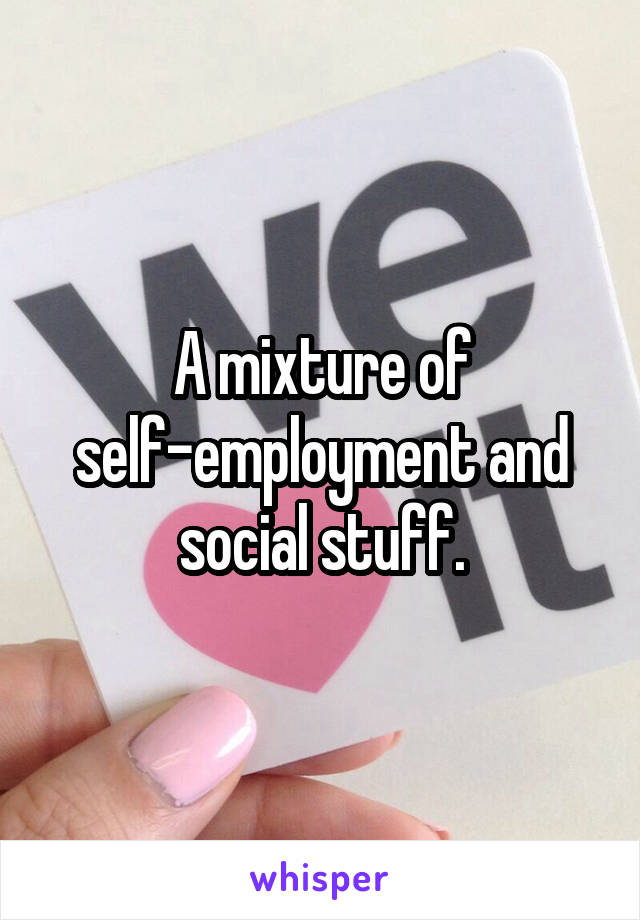 A mixture of self-employment and social stuff.