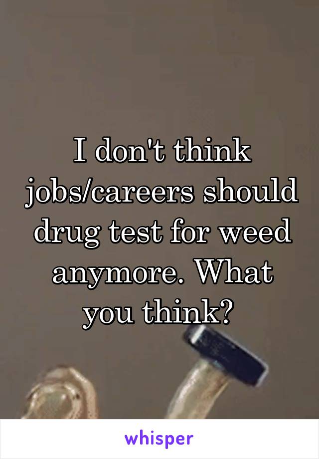 I don't think jobs/careers should drug test for weed anymore. What you think? 