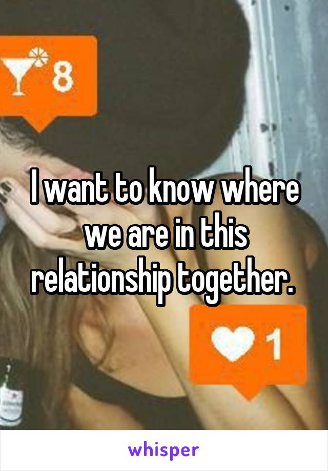 I want to know where we are in this relationship together. 