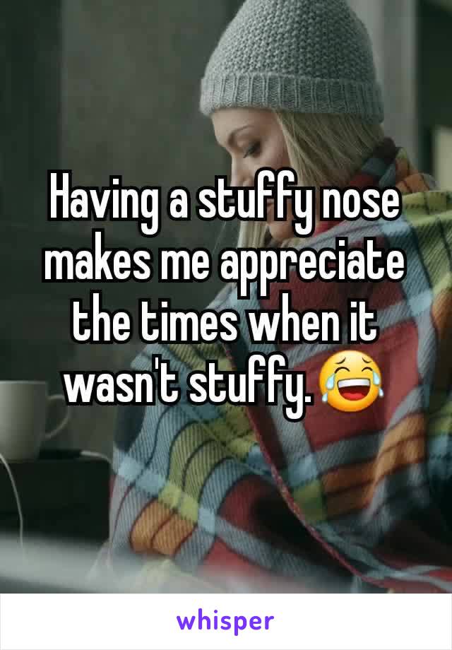 Having a stuffy nose makes me appreciate the times when it wasn't stuffy.😂
