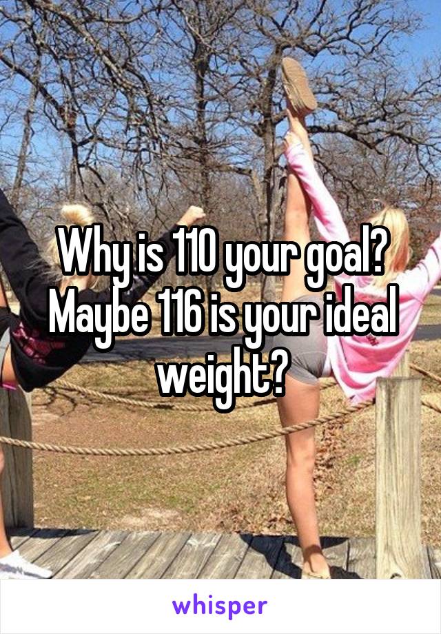 Why is 110 your goal? Maybe 116 is your ideal weight?