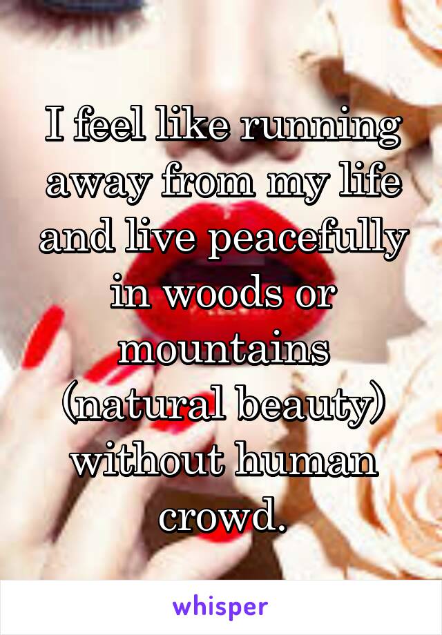 I feel like running away from my life and live peacefully in woods or mountains (natural beauty) without human crowd.