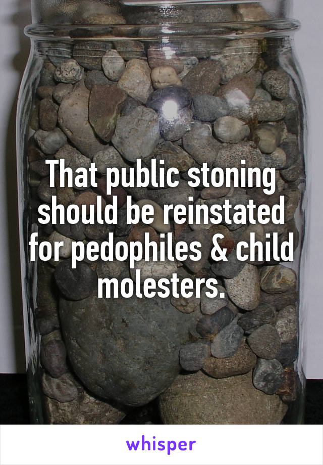 That public stoning should be reinstated for pedophiles & child molesters.