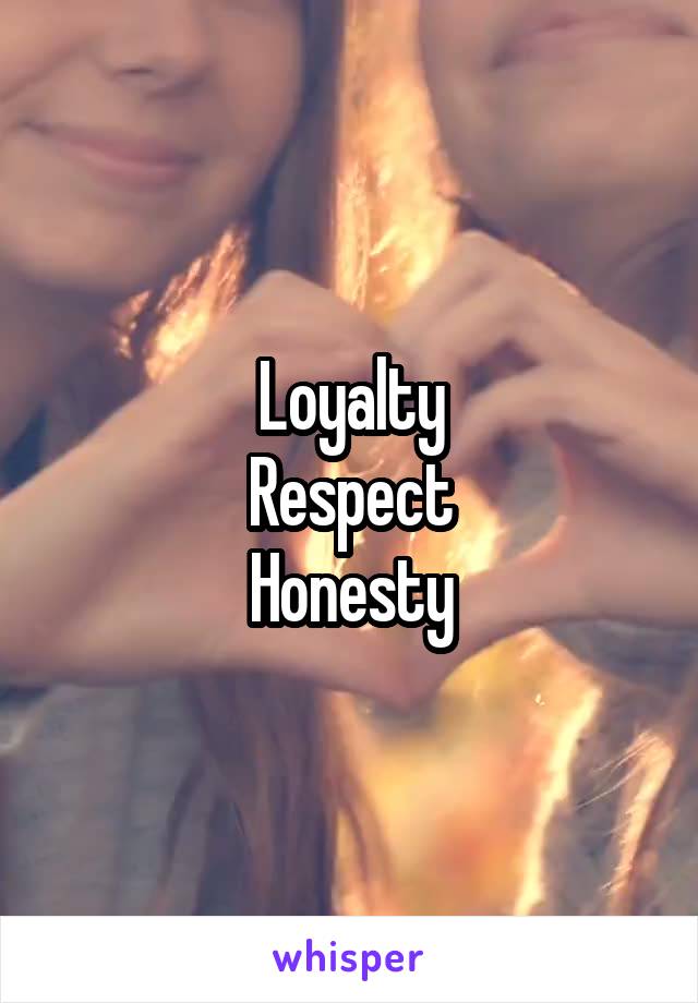 Loyalty
Respect
Honesty