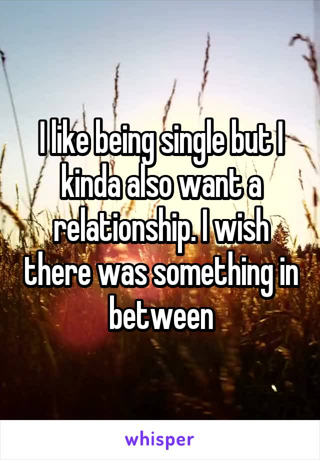 I like being single but I kinda also want a relationship. I wish there was something in between