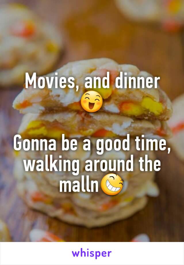 Movies, and dinner 😄

Gonna be a good time, walking around the malln😆