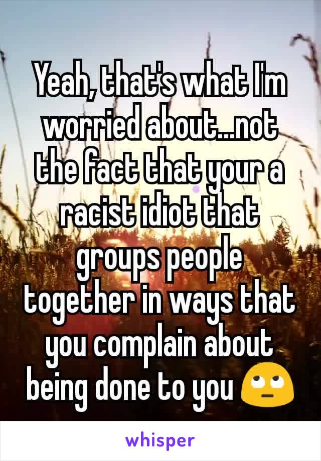 Yeah, that's what I'm worried about...not the fact that your a racist idiot that groups people together in ways that you complain about being done to you 🙄