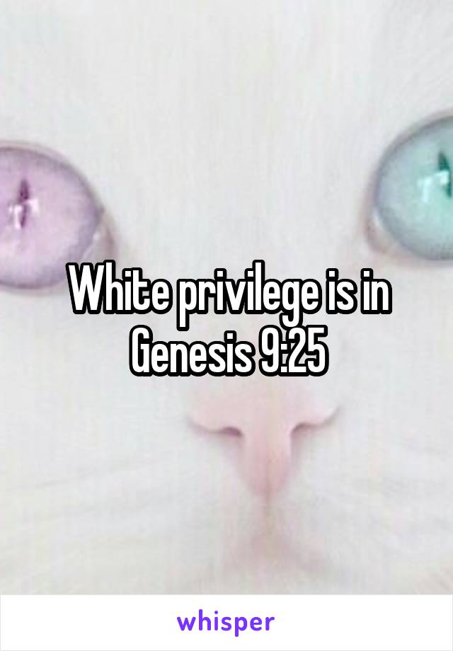 White privilege is in Genesis 9:25