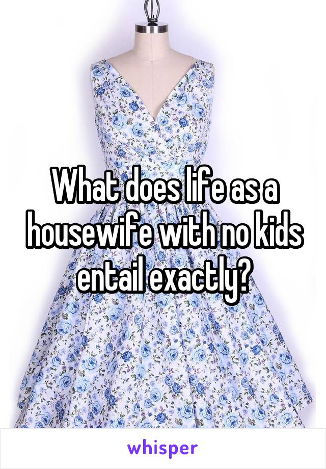 What does life as a housewife with no kids entail exactly?