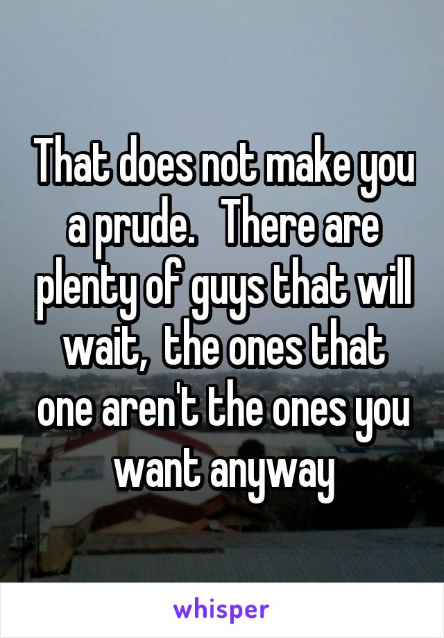 That does not make you a prude.   There are plenty of guys that will wait,  the ones that one aren't the ones you want anyway