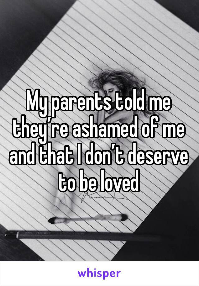 My parents told me they’re ashamed of me and that I don’t deserve to be loved 