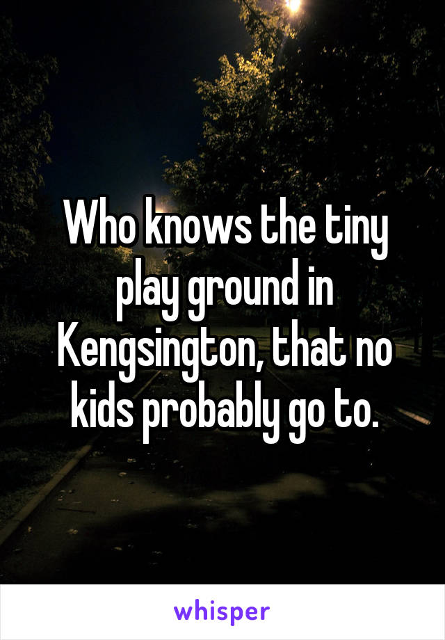 Who knows the tiny play ground in Kengsington, that no kids probably go to.