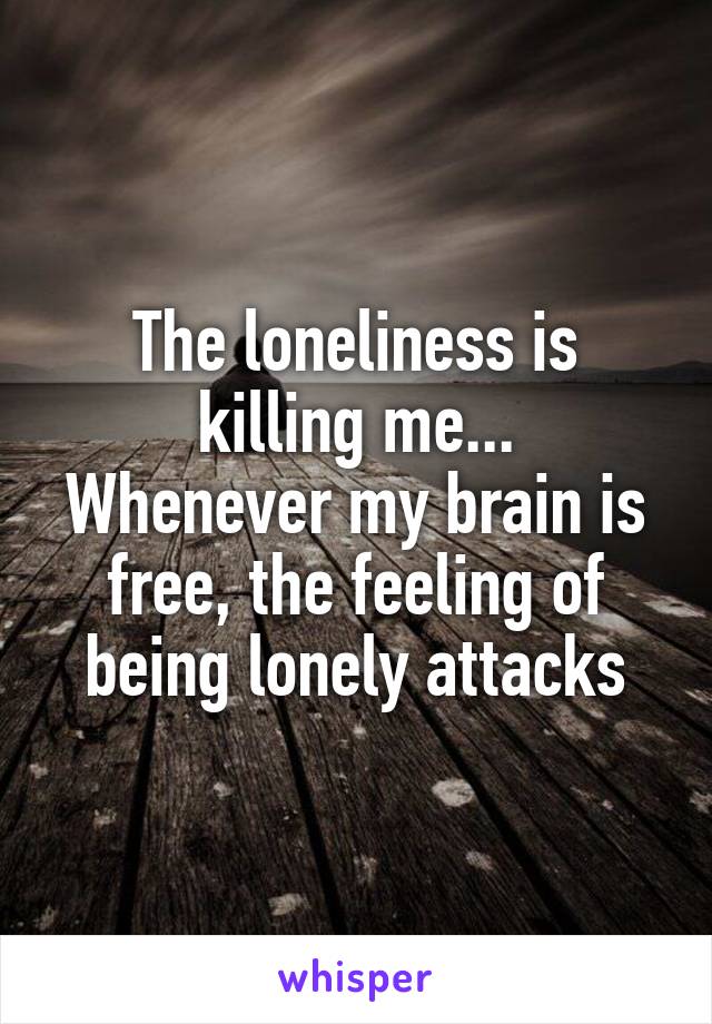 The loneliness is killing me...
Whenever my brain is free, the feeling of being lonely attacks