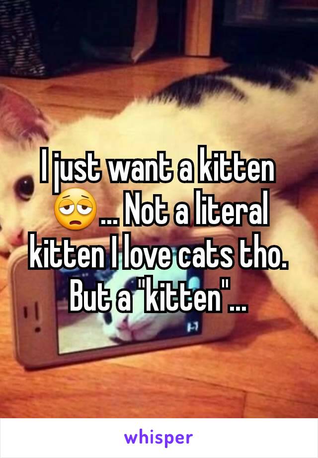 I just want a kitten 😩... Not a literal kitten I love cats tho. But a "kitten"...