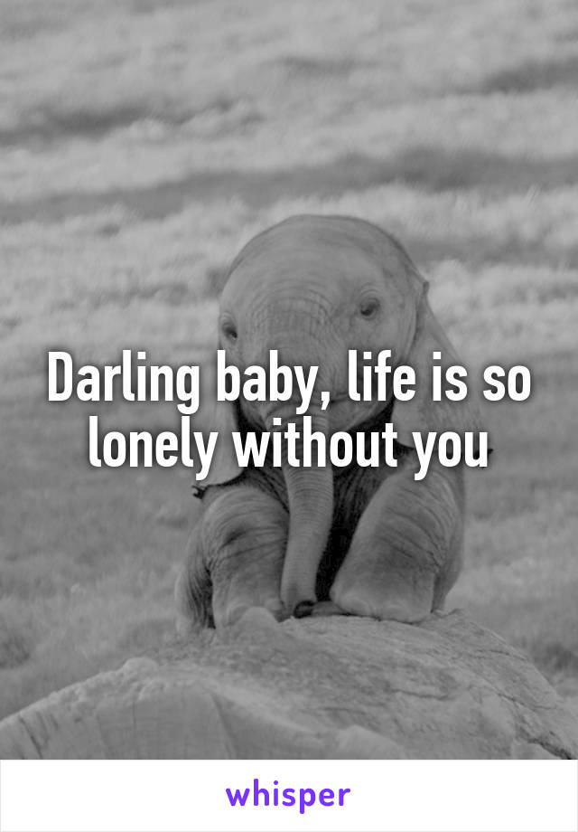 Darling baby, life is so lonely without you