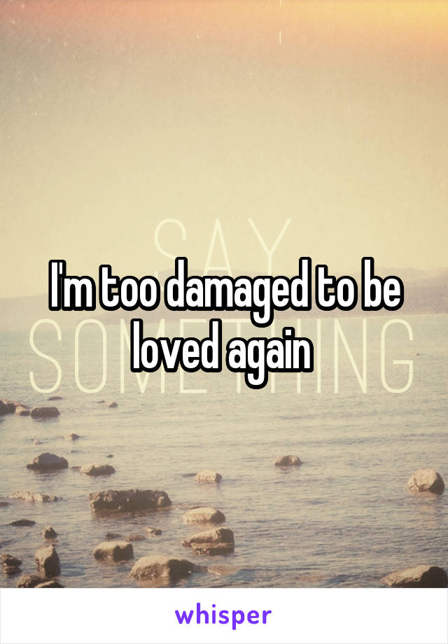 I'm too damaged to be loved again 