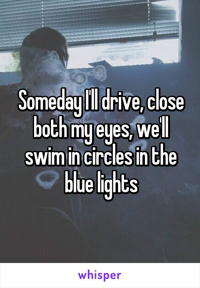 Someday I'll drive, close both my eyes, we'll swim in circles in the blue lights