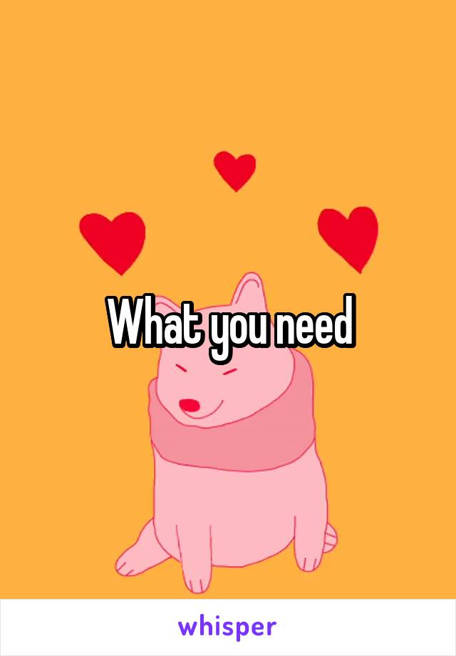 What you need
