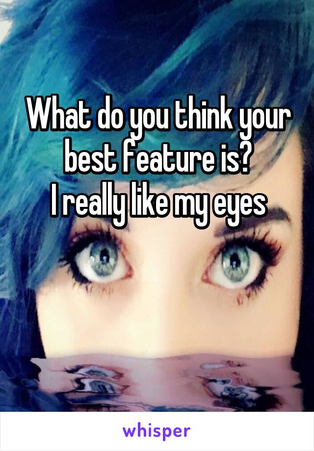 What do you think your best feature is?
I really like my eyes


    