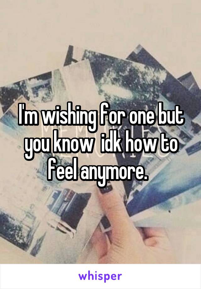 I'm wishing for one but you know  idk how to feel anymore.  