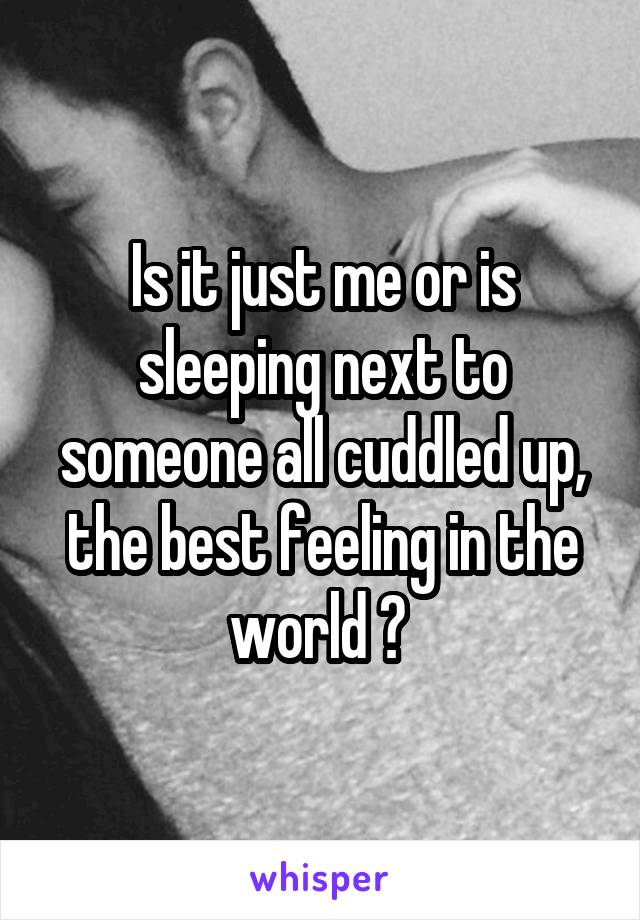 Is it just me or is sleeping next to someone all cuddled up, the best feeling in the world ? 