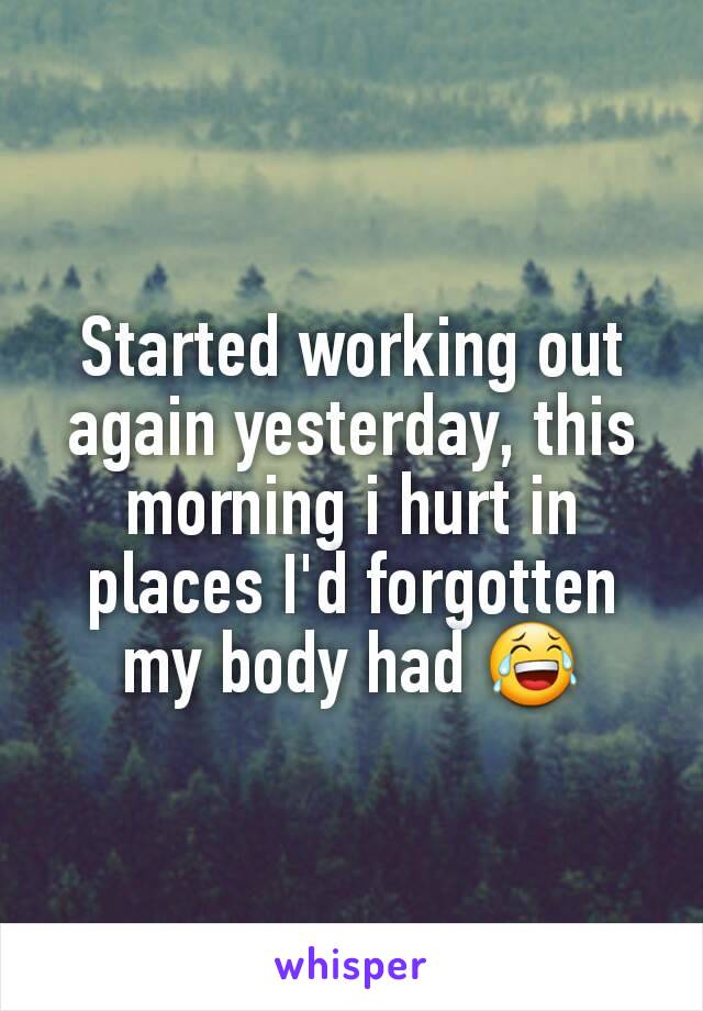 Started working out again yesterday, this morning i hurt in places I'd forgotten my body had 😂