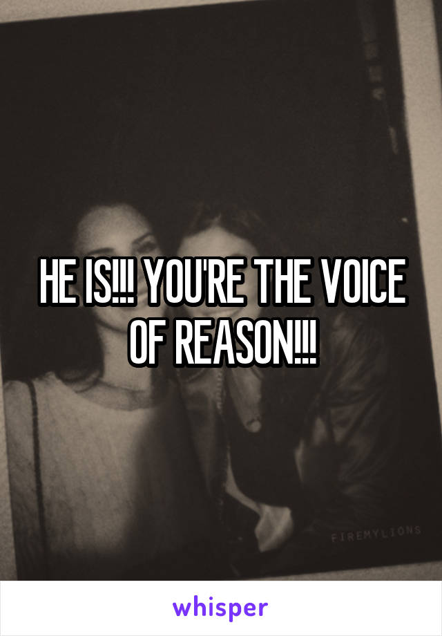 HE IS!!! YOU'RE THE VOICE OF REASON!!!