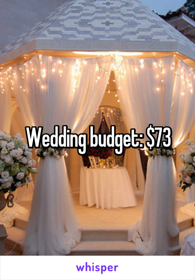 Wedding budget: $73